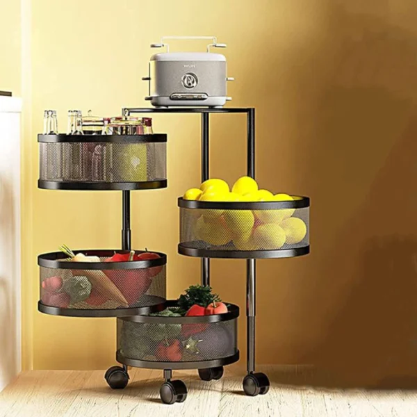 4 Layer 360 Degree Rotating Vegetable Shelf Kitchen Storage Rack (Round Shape)