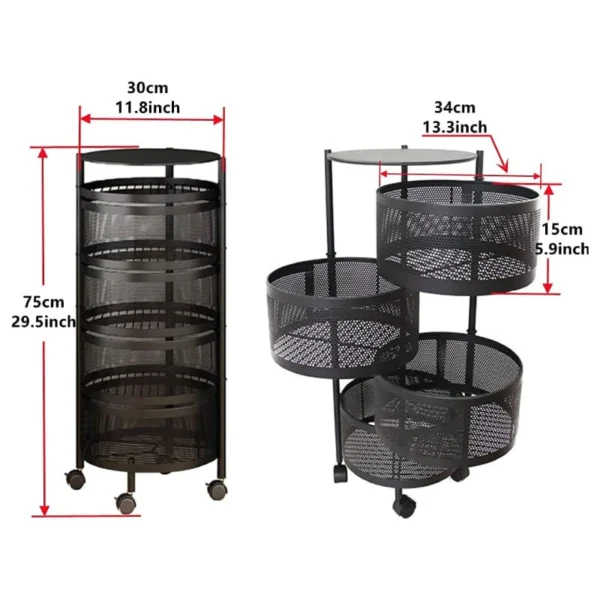 4 Layer 360 Degree Rotating Vegetable Shelf Kitchen Storage Rack (Round Shape) - Image 4