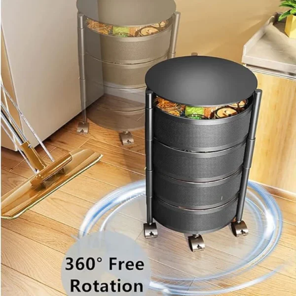4 Layer 360 Degree Rotating Vegetable Shelf Kitchen Storage Rack (Round Shape) - Image 5