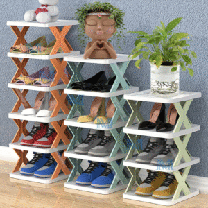 5-Tier Short Tall Narrow Shoe Rack, Stackable Free Standing Shoe Rack, Organizer, Green