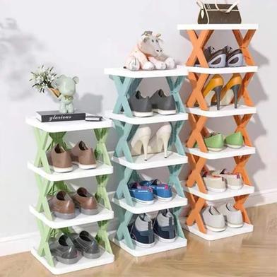 5-Tier Short Tall Narrow Shoe Rack, Stackable Free Standing Shoe Rack, Organizer, Green - Image 2