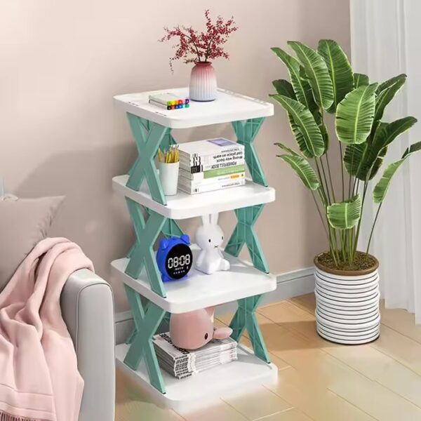 5-Tier Short Tall Narrow Shoe Rack, Stackable Free Standing Shoe Rack, Organizer, Green - Image 4
